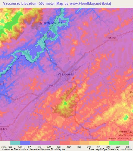 Vassouras,Brazil Elevation Map