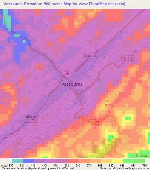 Vassouras,Brazil Elevation Map