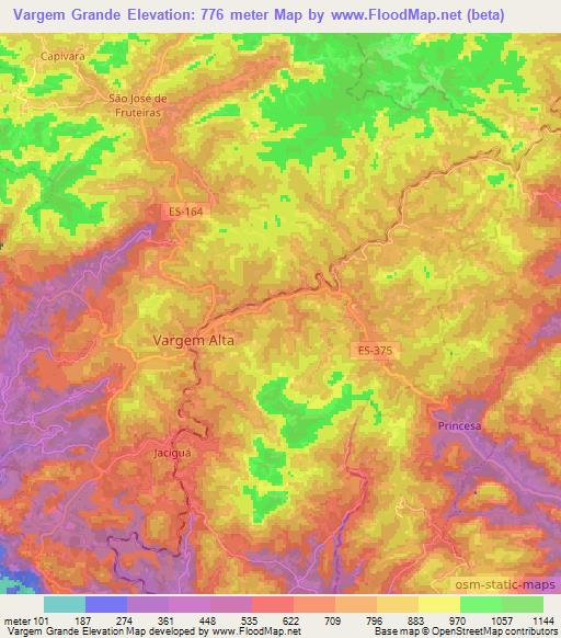 Vargem Grande,Brazil Elevation Map