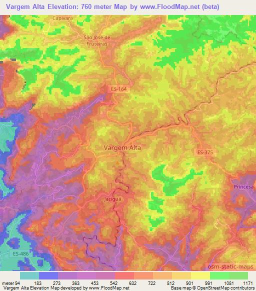 Vargem Alta,Brazil Elevation Map