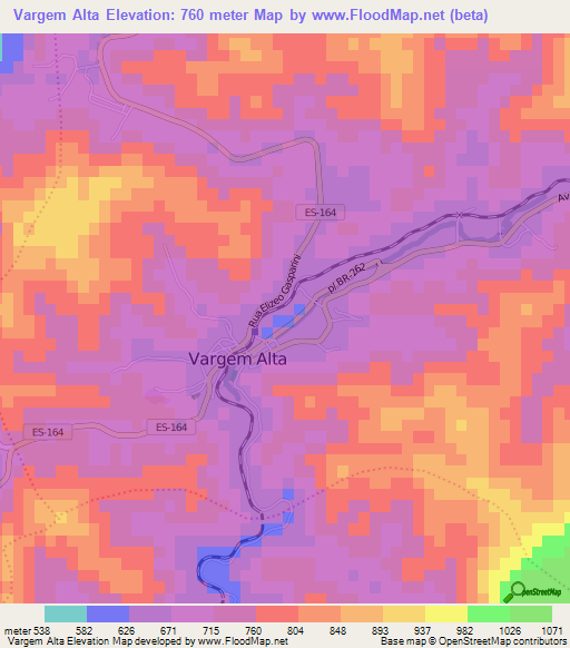 Vargem Alta,Brazil Elevation Map