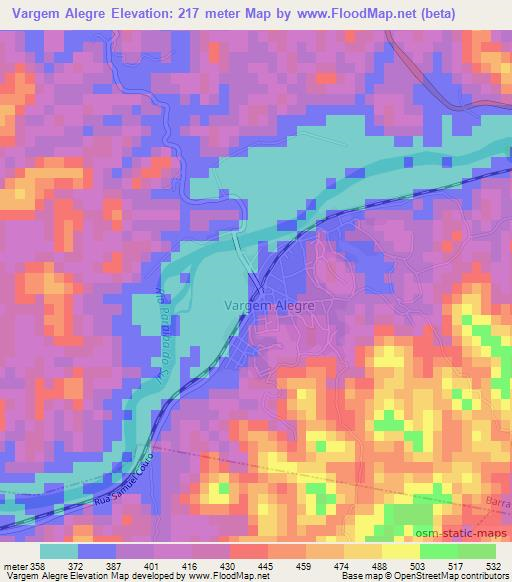 Vargem Alegre,Brazil Elevation Map