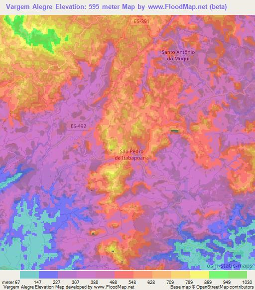 Vargem Alegre,Brazil Elevation Map