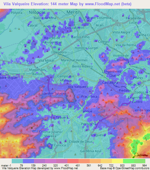 Vila Valqueire,Brazil Elevation Map