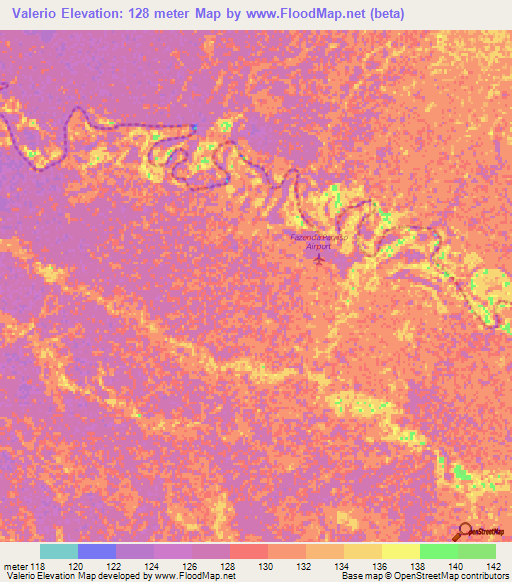 Valerio,Brazil Elevation Map