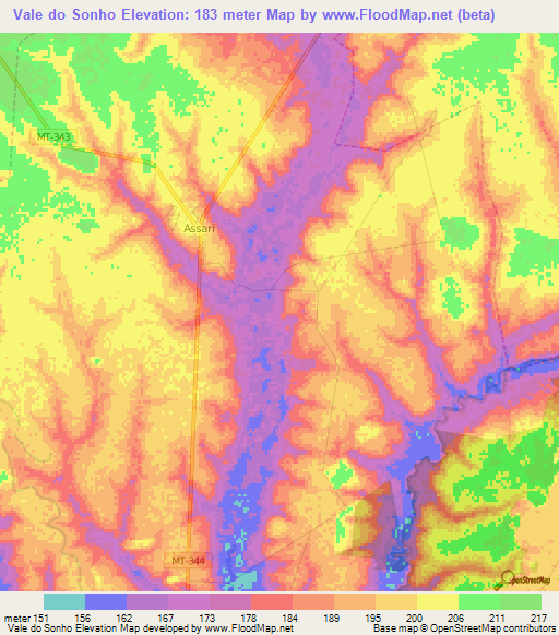 Vale do Sonho,Brazil Elevation Map