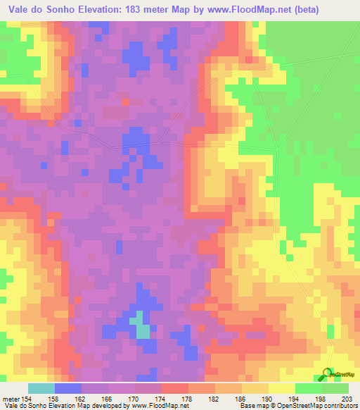 Vale do Sonho,Brazil Elevation Map