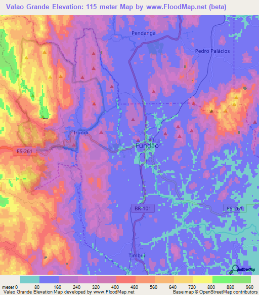 Valao Grande,Brazil Elevation Map