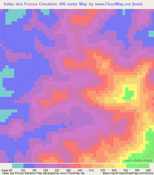 Valao dos Porcos,Brazil Elevation Map