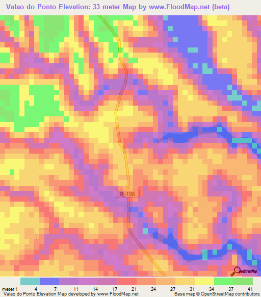 Valao do Ponto,Brazil Elevation Map