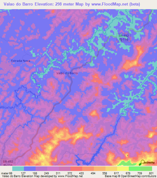 Valao do Barro,Brazil Elevation Map