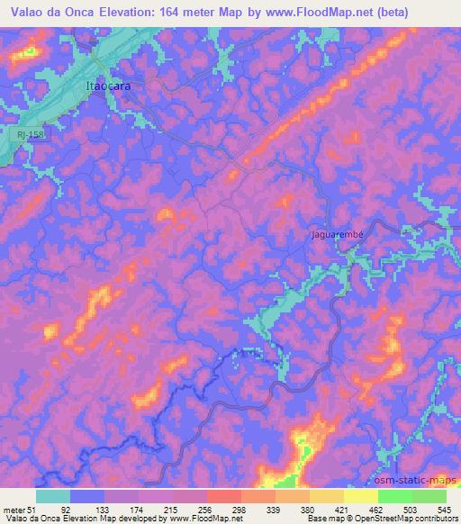 Valao da Onca,Brazil Elevation Map