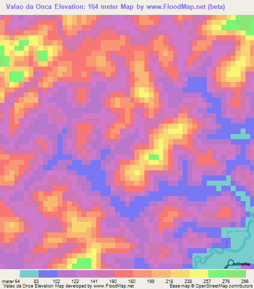 Valao da Onca,Brazil Elevation Map