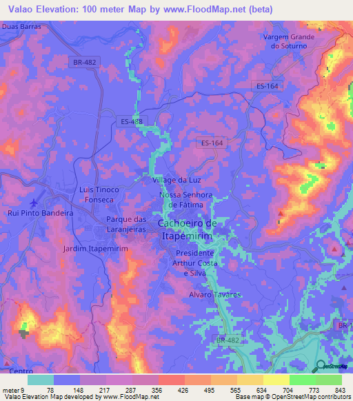 Valao,Brazil Elevation Map