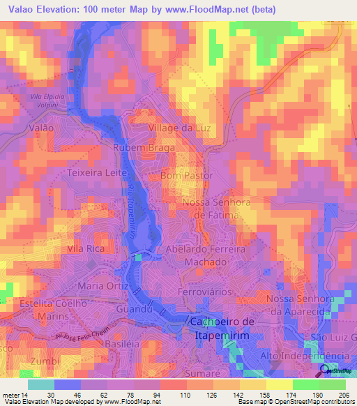 Valao,Brazil Elevation Map