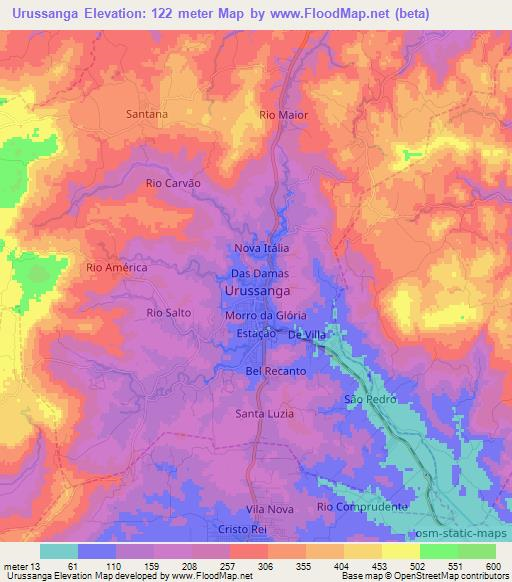 Urussanga,Brazil Elevation Map