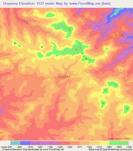 Urupema,Brazil Elevation Map