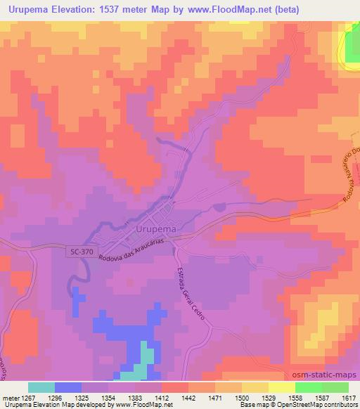 Urupema,Brazil Elevation Map