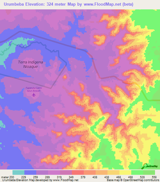 Urumbeba,Brazil Elevation Map