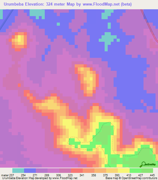 Urumbeba,Brazil Elevation Map