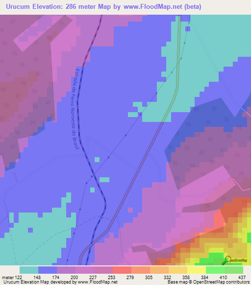 Urucum,Brazil Elevation Map