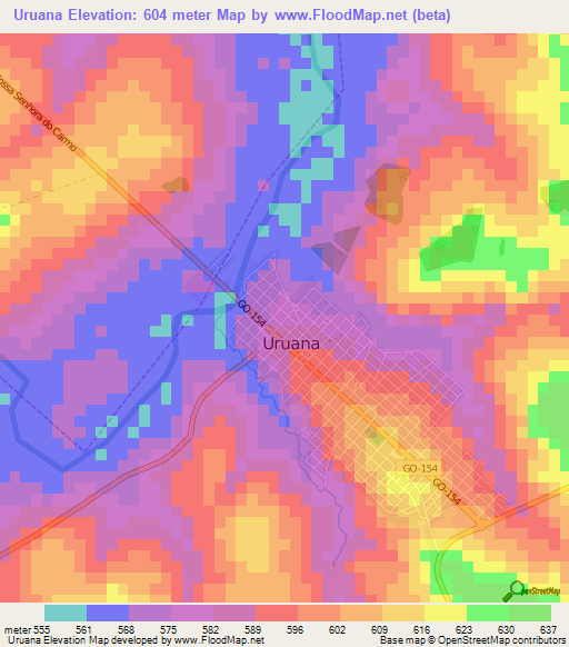 Uruana,Brazil Elevation Map