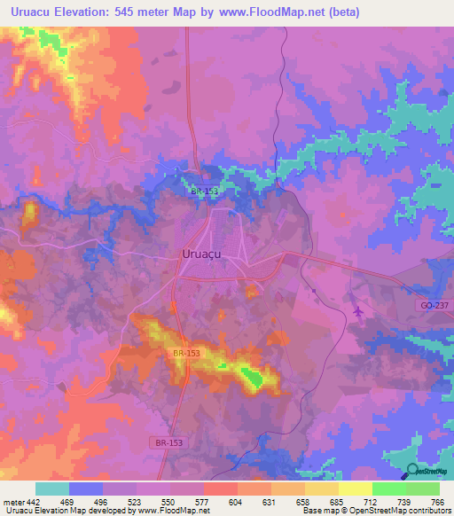 Uruacu,Brazil Elevation Map