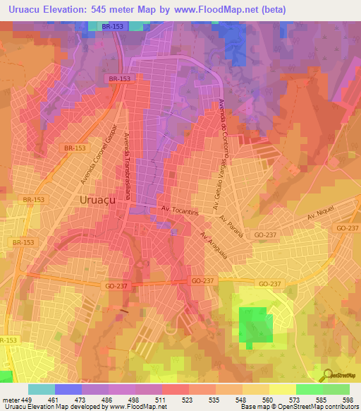 Uruacu,Brazil Elevation Map