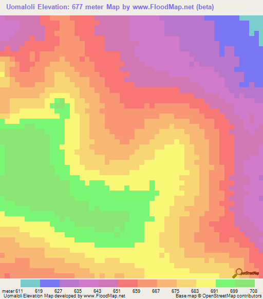 Uomaloli,Brazil Elevation Map