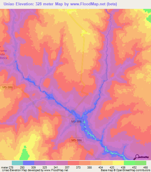 Uniao,Brazil Elevation Map