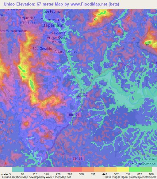 Uniao,Brazil Elevation Map