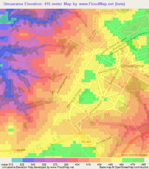 Umuarama,Brazil Elevation Map