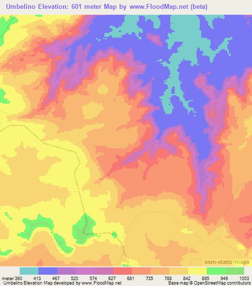 Umbelino,Brazil Elevation Map