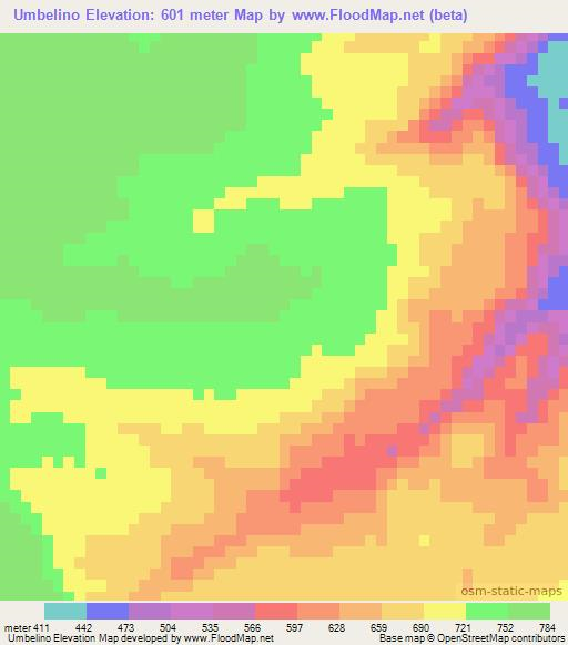 Umbelino,Brazil Elevation Map