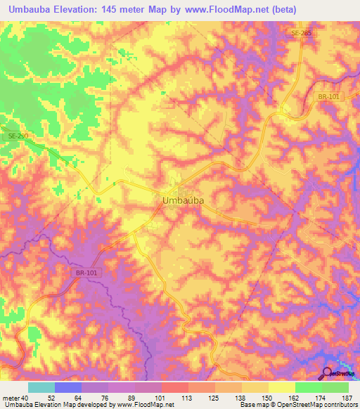 Umbauba,Brazil Elevation Map