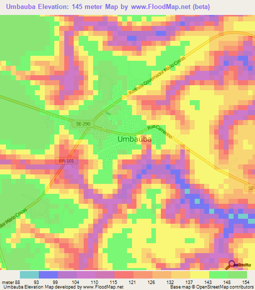 Umbauba,Brazil Elevation Map