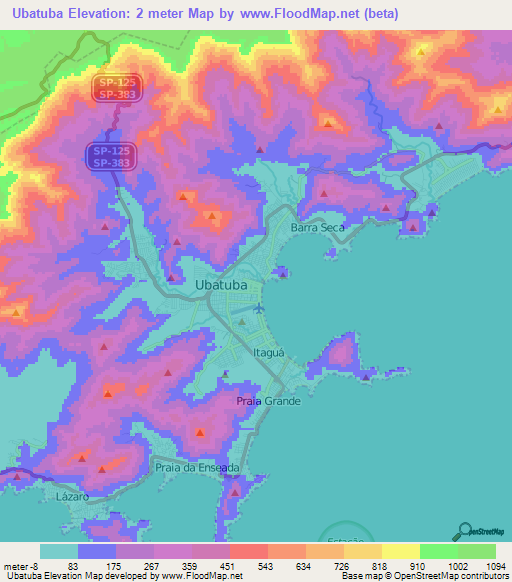 Ubatuba,Brazil Elevation Map