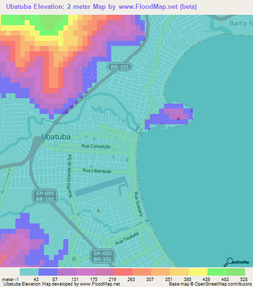 Ubatuba,Brazil Elevation Map