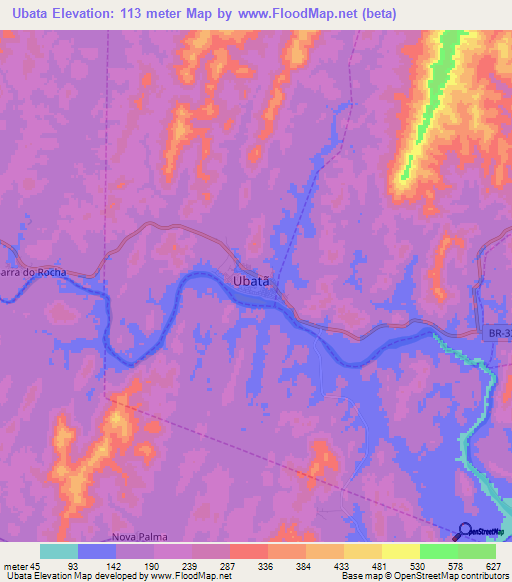 Ubata,Brazil Elevation Map