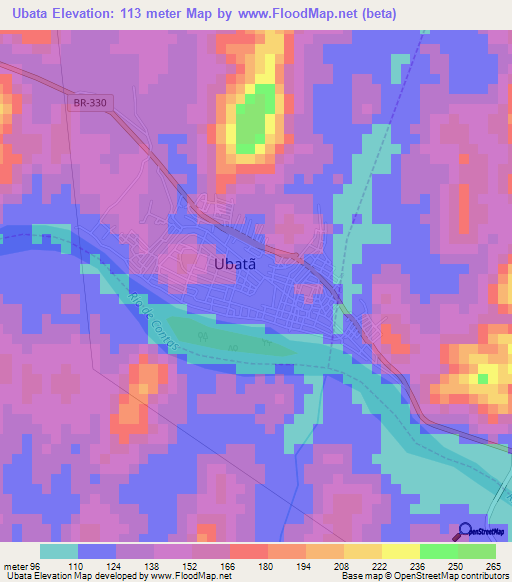 Ubata,Brazil Elevation Map