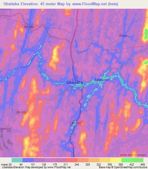 Ubaitaba,Brazil Elevation Map