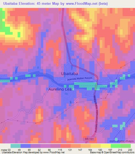 Ubaitaba,Brazil Elevation Map