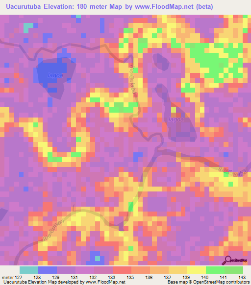 Uacurutuba,Brazil Elevation Map