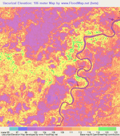 Uacurizal,Brazil Elevation Map