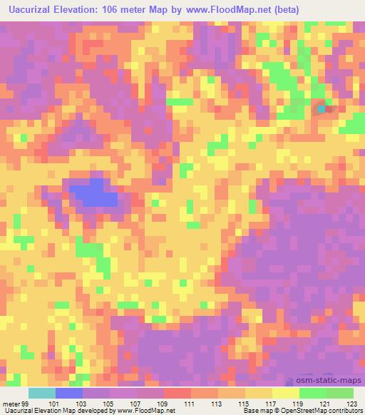 Uacurizal,Brazil Elevation Map