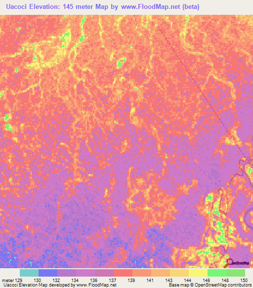 Uacoci,Brazil Elevation Map