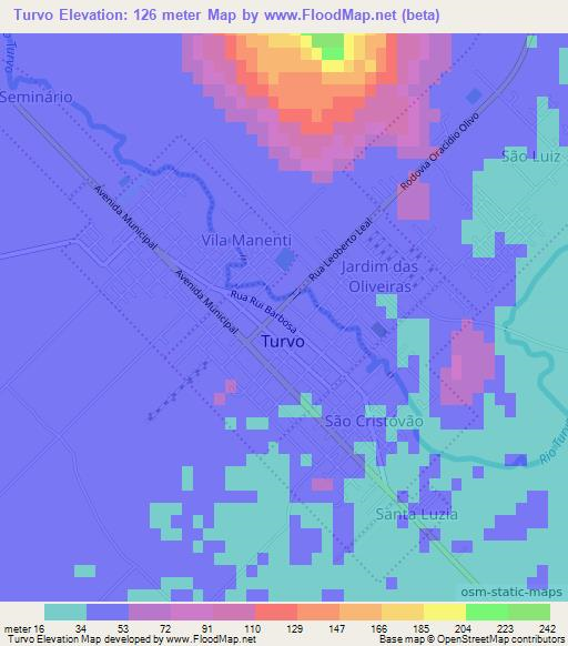 Turvo,Brazil Elevation Map