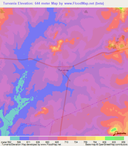 Turvania,Brazil Elevation Map