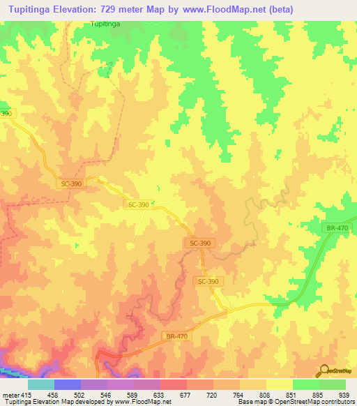 Tupitinga,Brazil Elevation Map