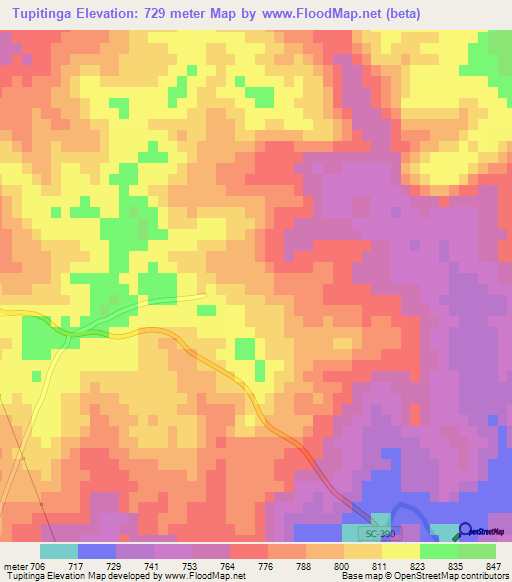 Tupitinga,Brazil Elevation Map